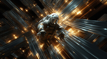 astronaut falls into fifth dimension through time