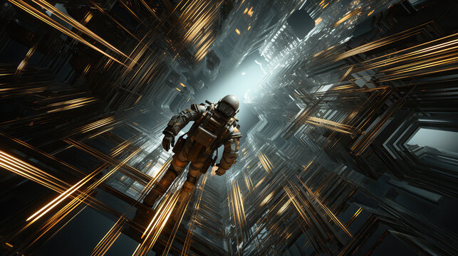 astronaut falls into fifth dimension through time