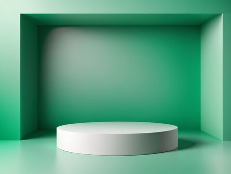 A White Round Table In A Green Room