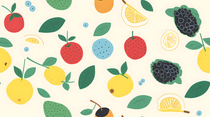 Fruit illustration pattern and seamless pattern, illustration, Generative Ai