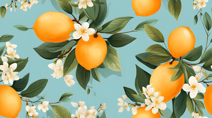 Fruit seamless pattern, illustration, Generative Ai