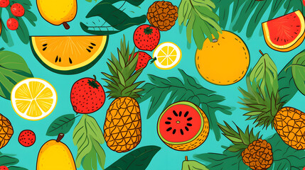fruit seamless pattern, Generative Ai

