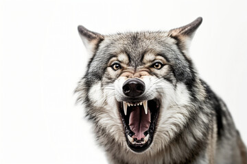 photo of a wolf opening its mouth