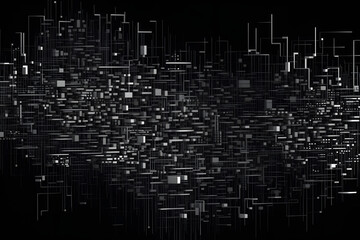 Obraz premium Digital city lights shimmer in a chaotic monochrome pattern