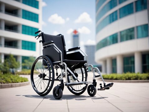 A Wheelchair Parked In Front Of A Building
