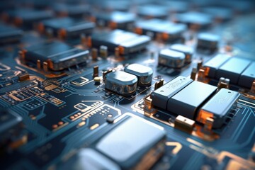 Close-Up of Circuit Board with Electronic Components