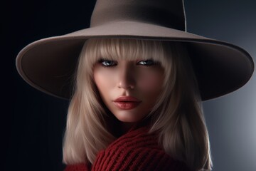 Woman Wearing Hat and Red Sweater