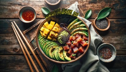 Artisanal Avocado and Mango Poke Bowl