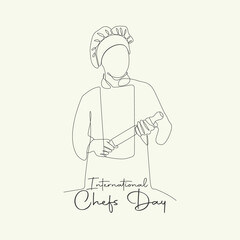 One line drawing International Chefs Day