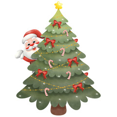 christmas tree with Santa claus