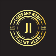 Professional simple Letter JB Circle Luxury Gold Color Vector Logo Template