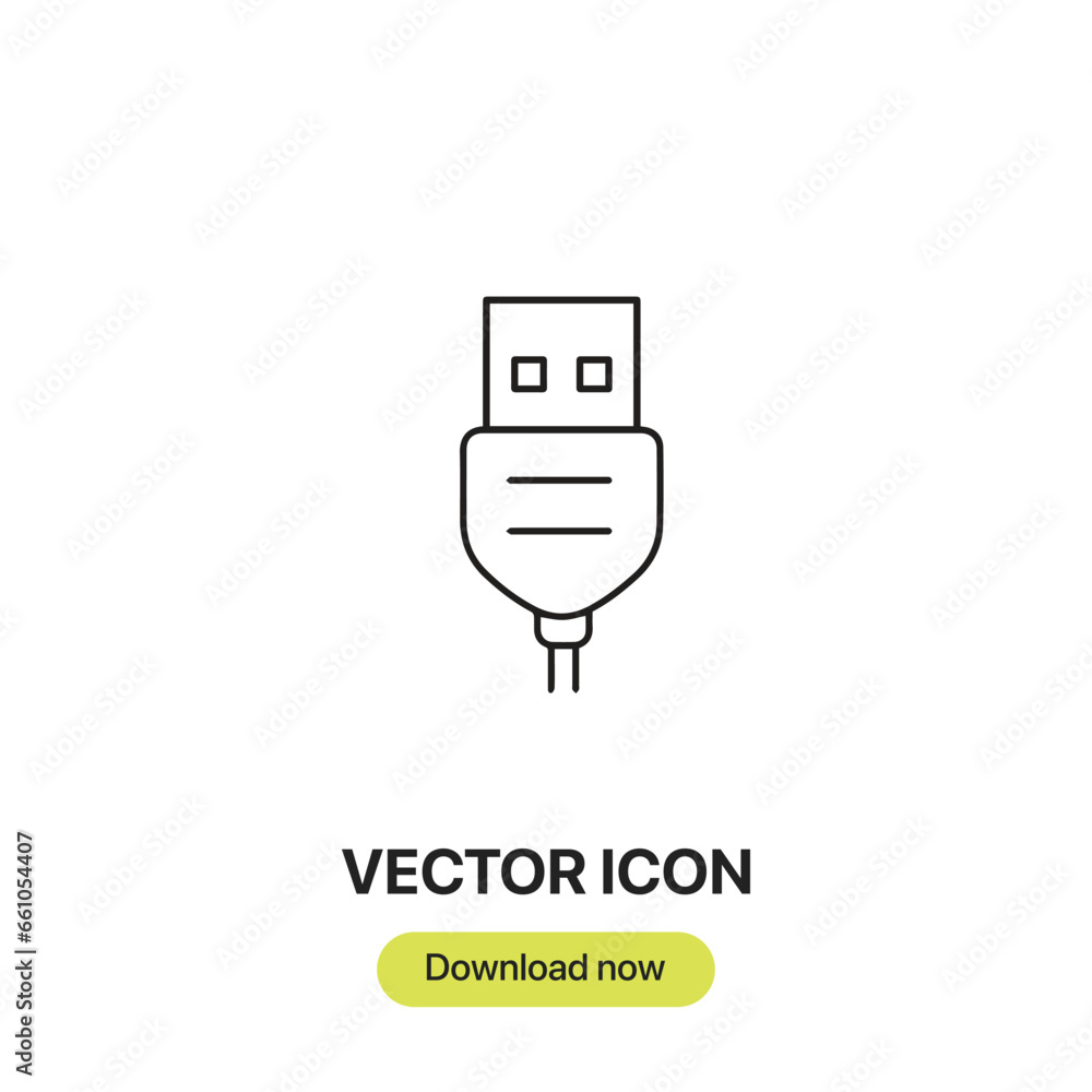 Leinwandbilder Usb Cable icon vector. Linear-style sign for mobile concept and web design. Usb Cable symbol illustration. Pixel vector graphics - Vector.