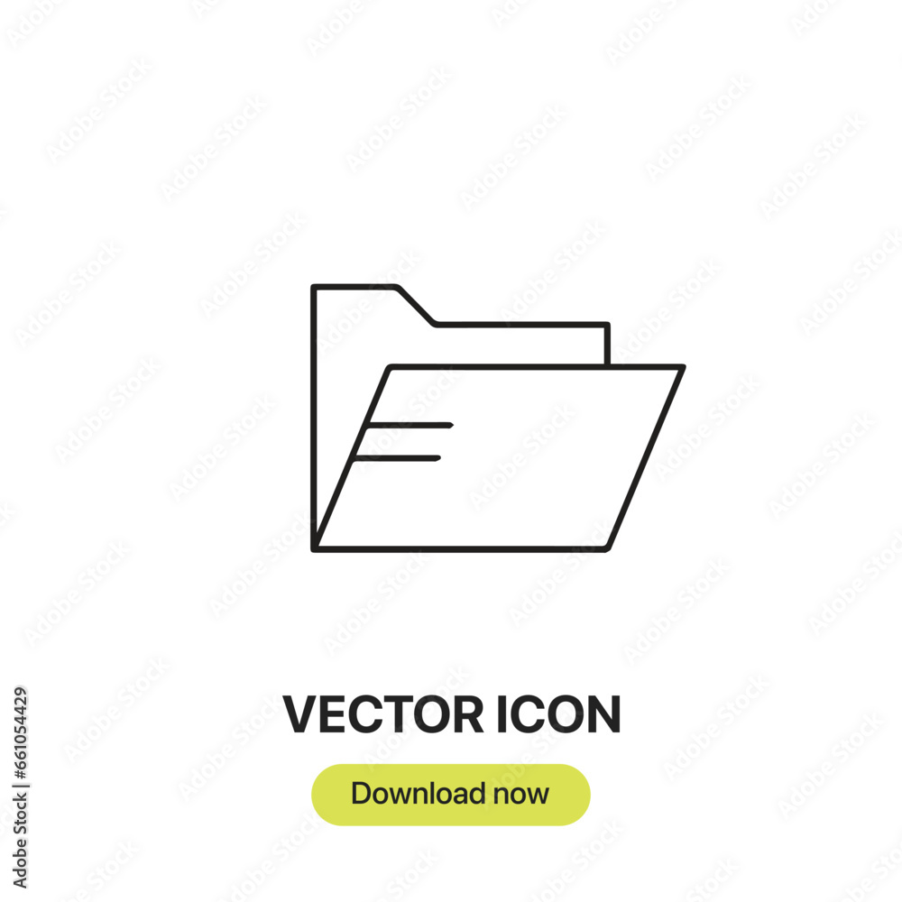 Leinwandbilder Folder icon vector. Linear-style sign for mobile concept and web design. Folder symbol illustration. Pixel vector graphics - Vector.
