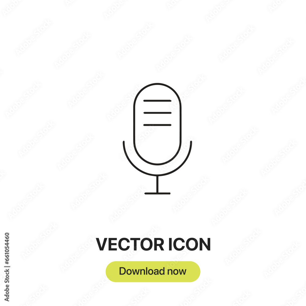 Poster microphone icon vector. linear-style sign for mobile concept and web design. microphone symbol illus
