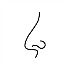 Human nose icon. Vector engraving illustration on white background for graphic and web design.