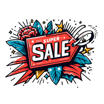 Vector illustration super sale banner template design, Big sales special offer. end of season party background