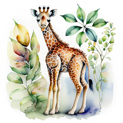 Żyrafa ilustracja - obrazy, fototapety, plakaty