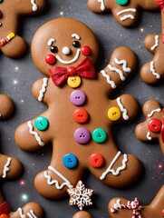 Fototapeta na wymiar Photo Of Christmas Gingerbread Man With Colorful Buttons