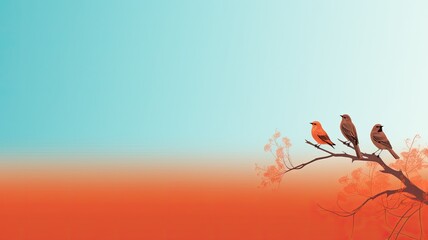 Bird on a tree branch. Web banner with copy space