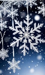 Naklejka na ściany i meble Photo Of Christmas Snowflake Patterns In The Air