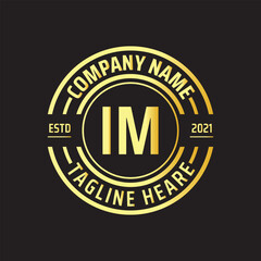 Professional simple Letter IM Circle Luxury Gold Color Vector Logo Template