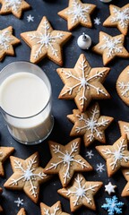 Photo Of Christmas Star-Shaped Cookies Beside A Glass Of Milk