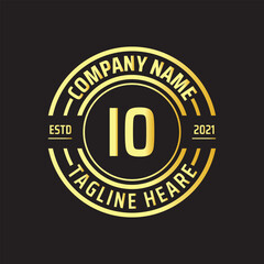 Professional simple Letter IO Circle Luxury Gold Color Vector Logo Template