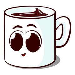 vector mascot character of a cute mug with big eyes and a smile