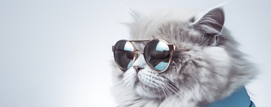 Space cat in sunglasses - cool cat meme with copy space