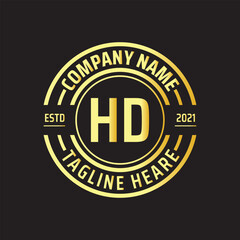 Fototapeta na wymiar Professional simple Letter HD Circle Luxury Gold Color Vector Logo Template