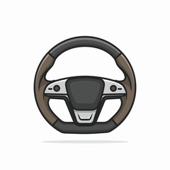 Car cartoonish outline luxury steering wheel vector illustration design