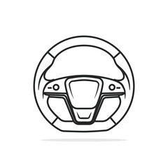 Car cartoonish outline luxury steering wheel vector illustration design