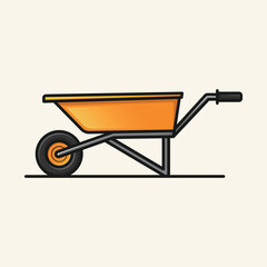 Cartoonish outline Wheelbarrow yellow garden tool equipment vector illustration design