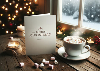Obraz na płótnie Canvas Cozy Christmas Card with Hot Cocoa