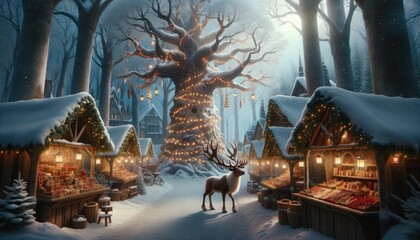  Christmas Market in Snowy Forest