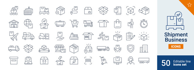 Shipment icons Pixel perfect. Transport, package, transfert, ....