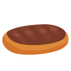 Сhocolate pastry illustration in flat cartoon style isolated on white background. Bakery menu