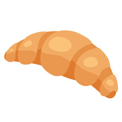 Classic French croissant in flat cartoon style, isolated on white background. Bakery menu