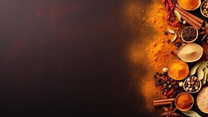 Different spices. Web banner with copy space
