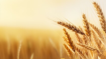 Wheat field. Web banner with copy space