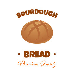 Sourdough Bread Abstract Sign, Symbol or Logo Template. Stylish Vector Emblem Concept.