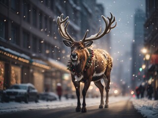 Urban Reindeer: Festive Deer in the Heart of the City