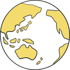 ラフに描かれた黄色い地球のイラスト素材