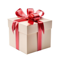 Gift boxes with the red ribbons in eco paper isolated on transparent background