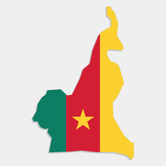 cameroon map with flag on gray background