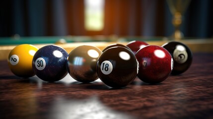 8 ball pool billiard on table for sports activities and games