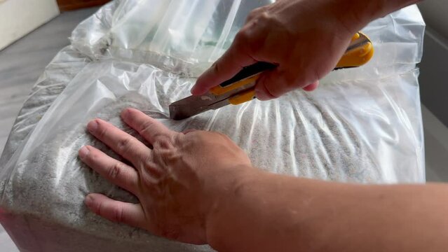 Cellulose insulation for walls and floors. Recycled newsprint. Heat preservation and energy saving