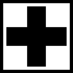 Obraz premium Black First Aid Kit Emergency Icon with Cross Symbol Sign. Vector Image.