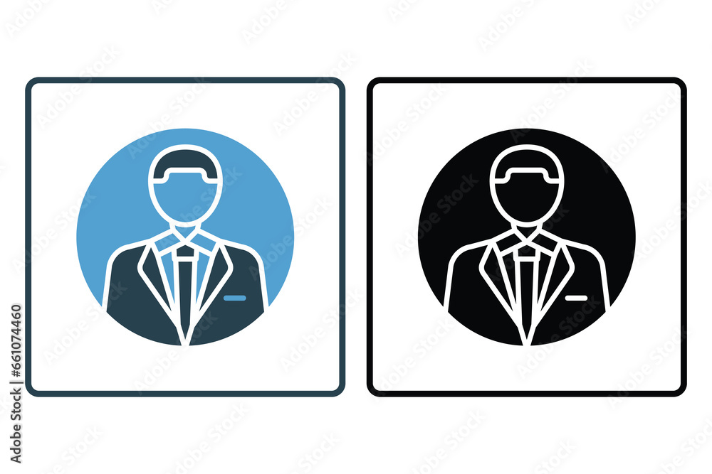 Poster avatar icon. icon related to identity. suitable for web site design, app, ui, user interfaces. solid