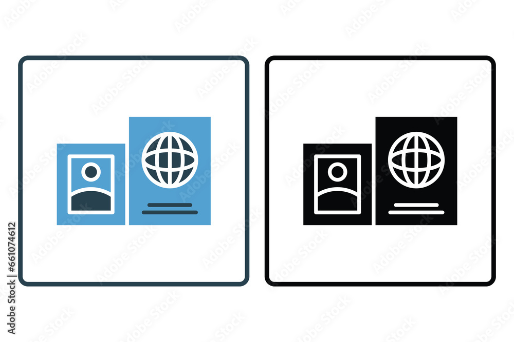 Poster passport icon. icon related to identity. suitable for web site design, app, ui, user interfaces. sol